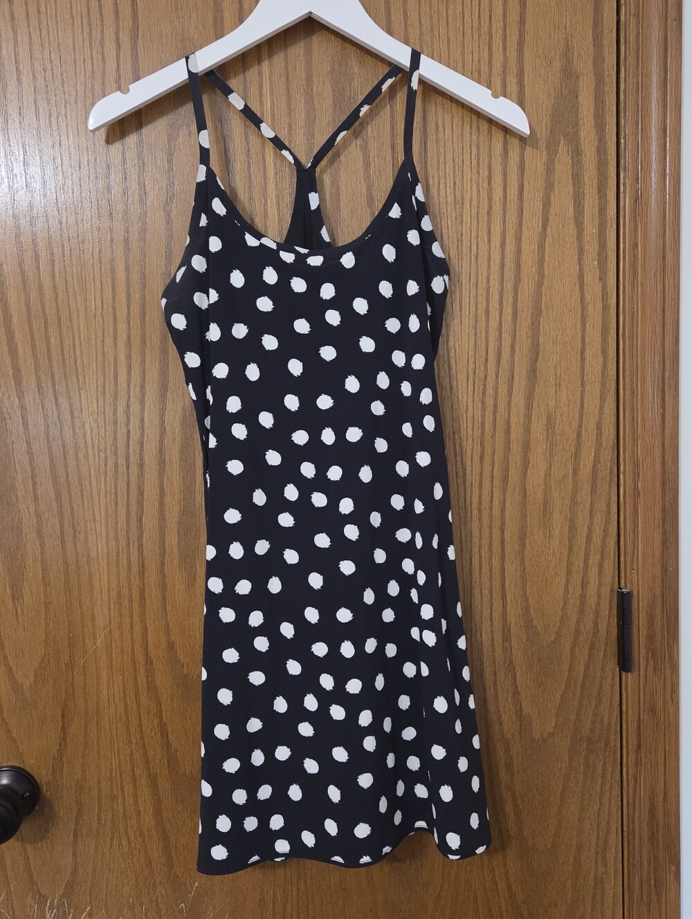 Outdoor Voices Black Dress with White Polka Dots In XS